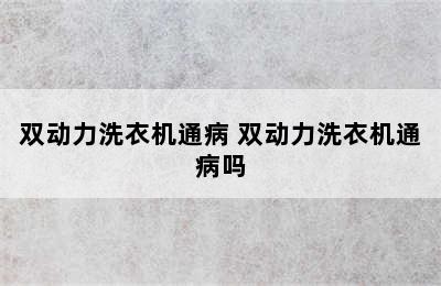 双动力洗衣机通病 双动力洗衣机通病吗